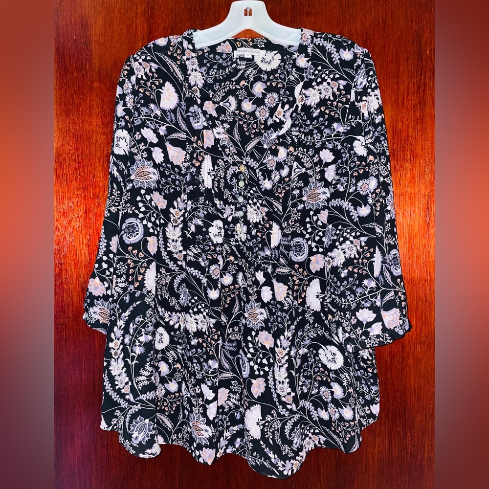 Rose & Olive top - size 1X